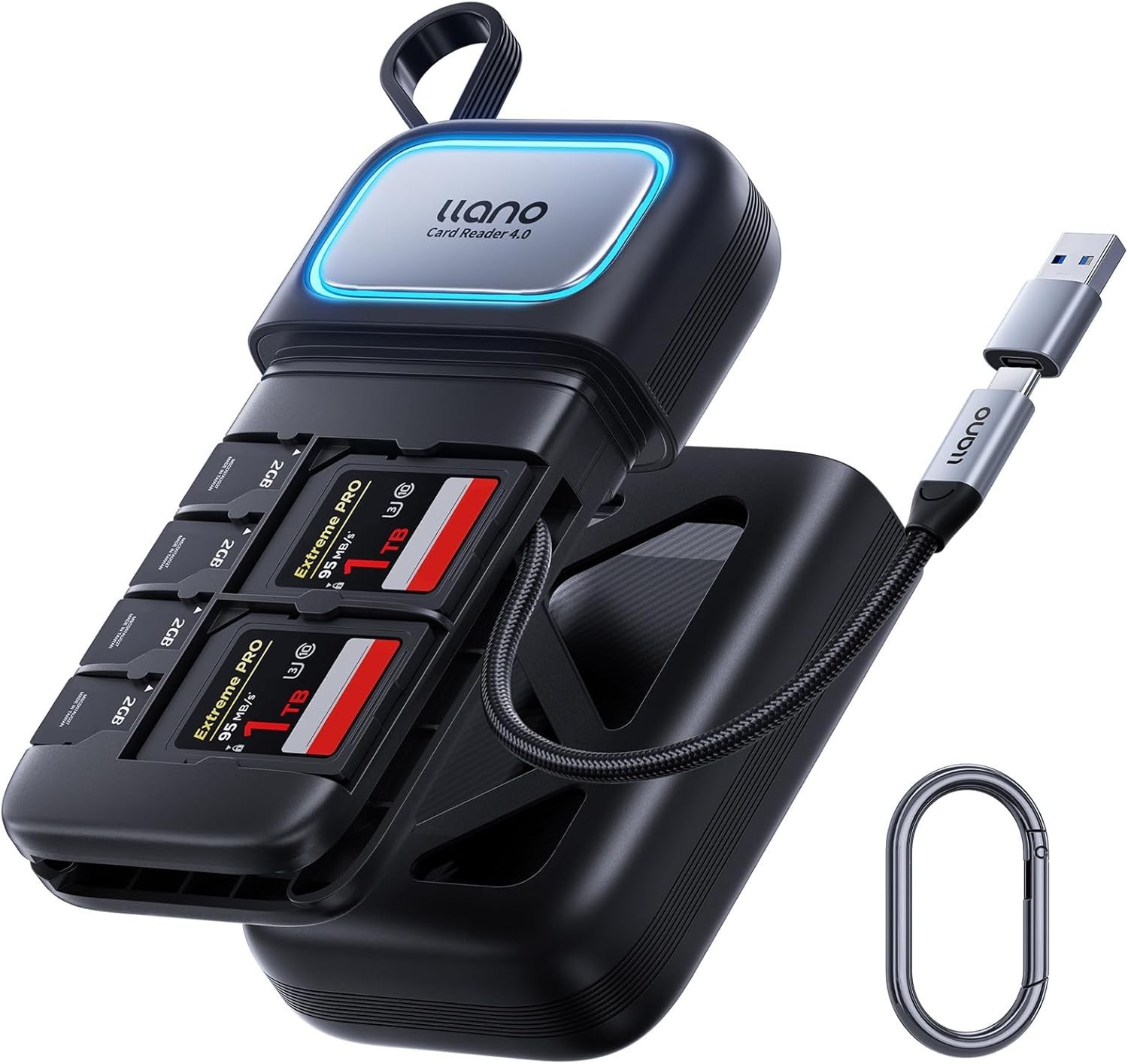 UHS-II Supported 2-in-1 SD/Micro SD Card Reader with Rugged Protection Case