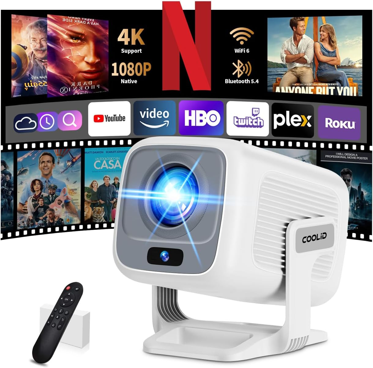 [Auto Focus & 2026 Upgraded] Mini Projector 1080P FHD Support 4K Portable Projec