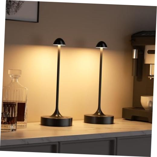 Cordless Rechargeable Table Lamp, Battery Operated Desk Lamp | 2 Pack Black