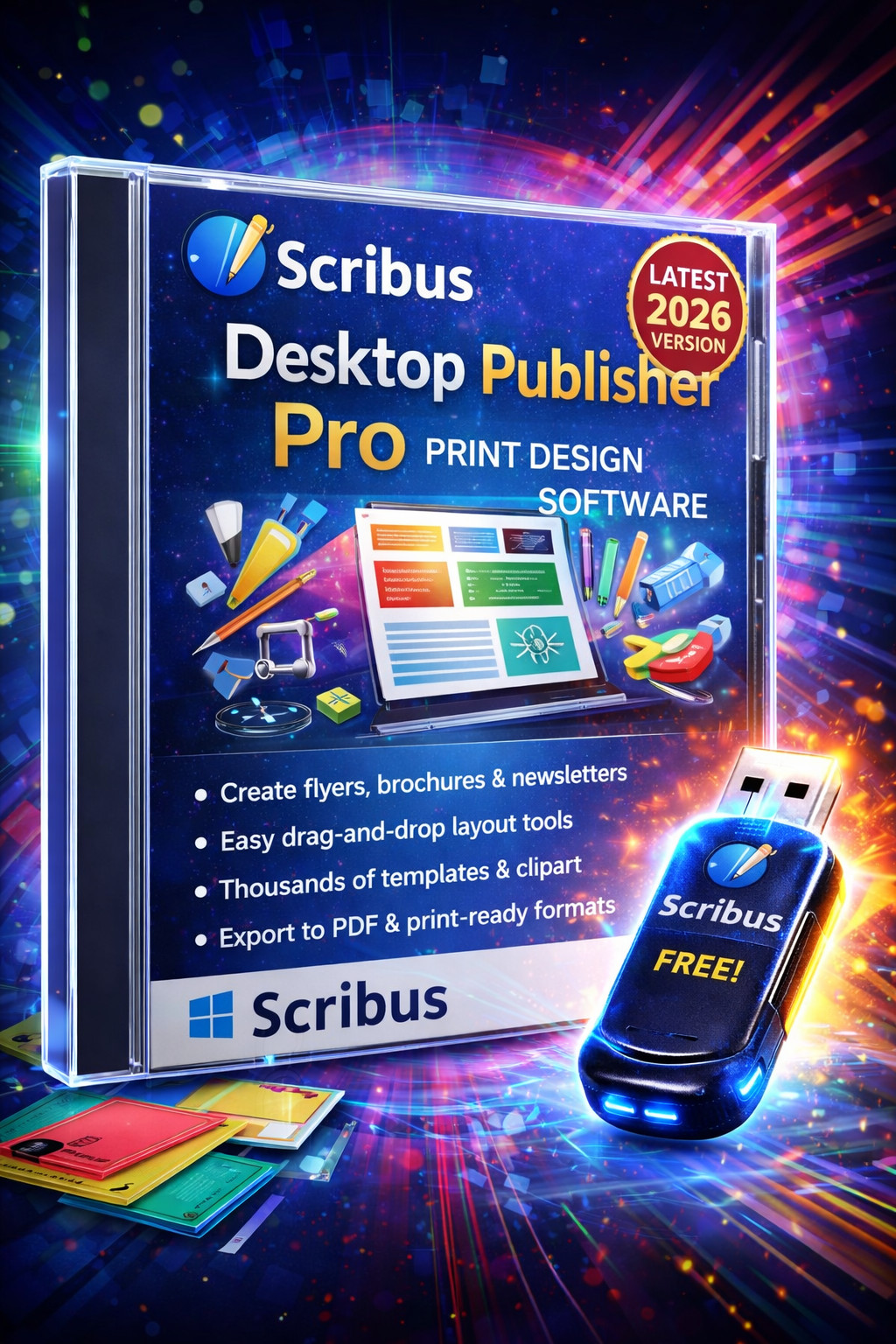 Scribus Desktop Publishing Software for Windows | Print Design | CD + Bonus USB