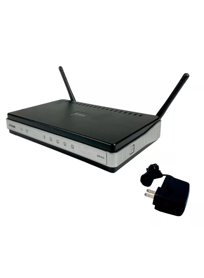 D-Link DIR-615 300 Mbps 4-Port Wireless N Router w/ Adapter And Lan Cable