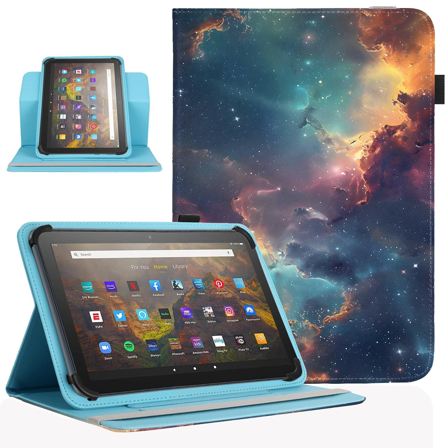 Pudazvi Universal 11 12 Inch Android Tablet Case,360 10.5-11.5, Starry Sky