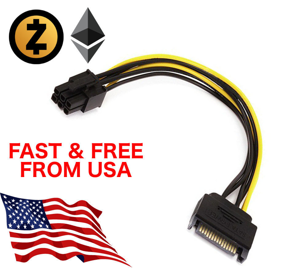 8-Inch SATA 15-Pin to 6-Pin PCI Express Card Power Adapter Cable