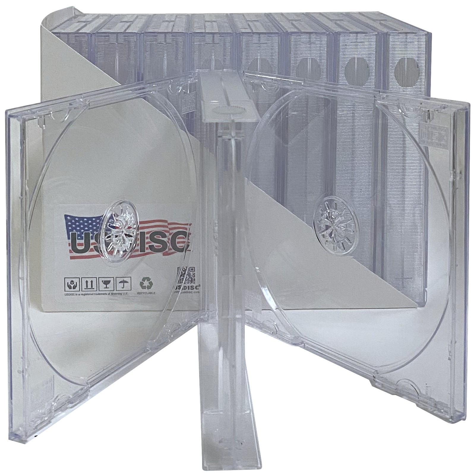 USDISC CD Jewel Cases Chubby 22mm, Quadruple 4 Disc (Clear) Lot