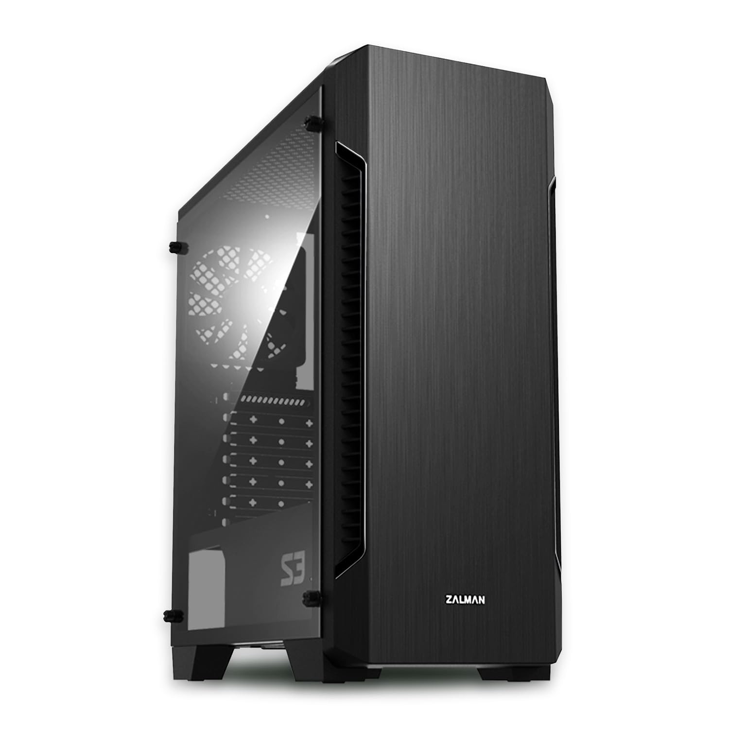 Zalman - S3 - ATX Mid-Tower PC Case - Full Acrylic Side Panel - 3x Case Fan 1...
