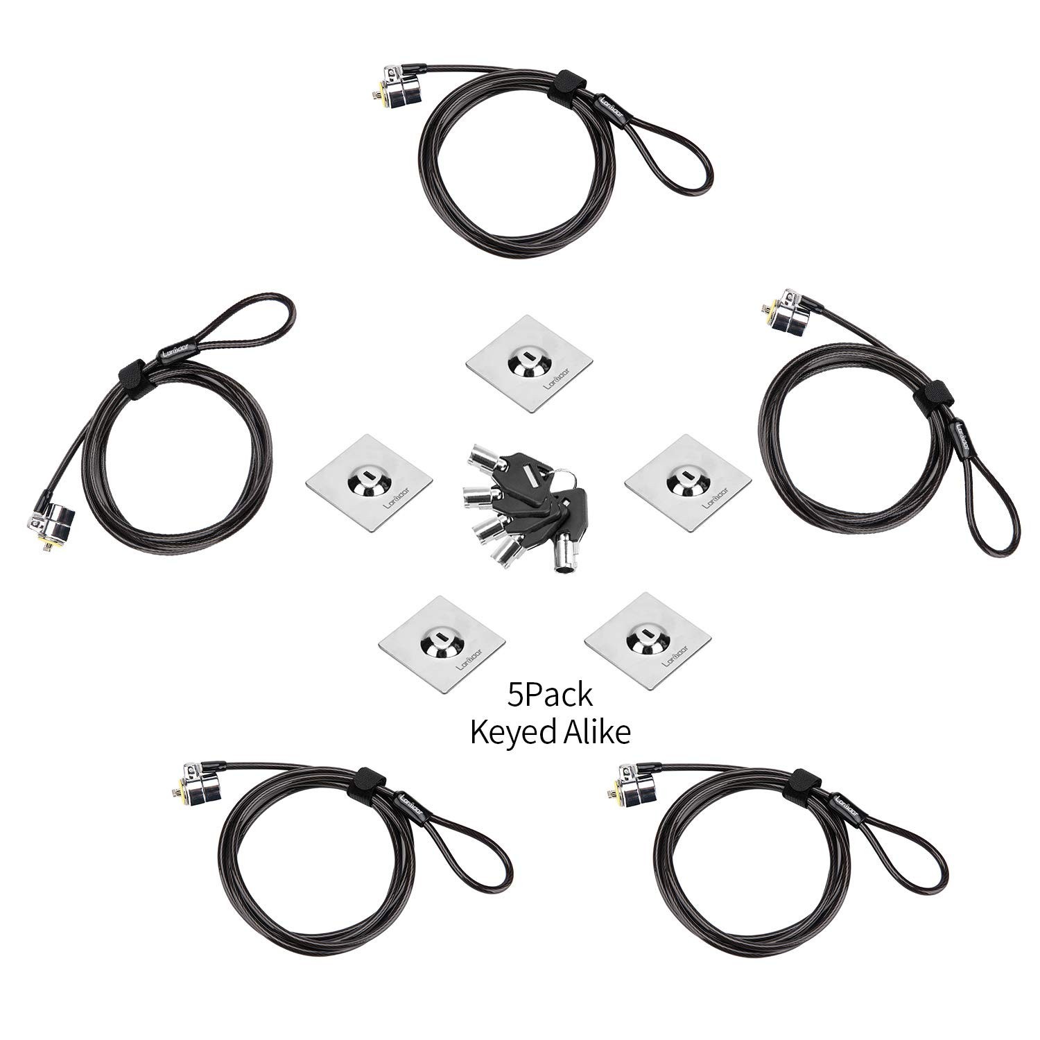 5Pack Laptop Cable Lock Hardware Security Cable Lock Anti Theft 5Keys 6.7Ft C...