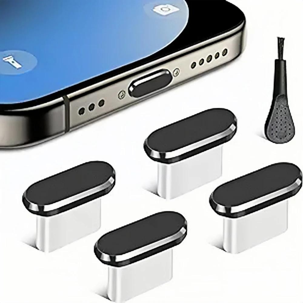 USB C Dust Plug 4pcs Charging Port Cover with Cleaning Brush Caps