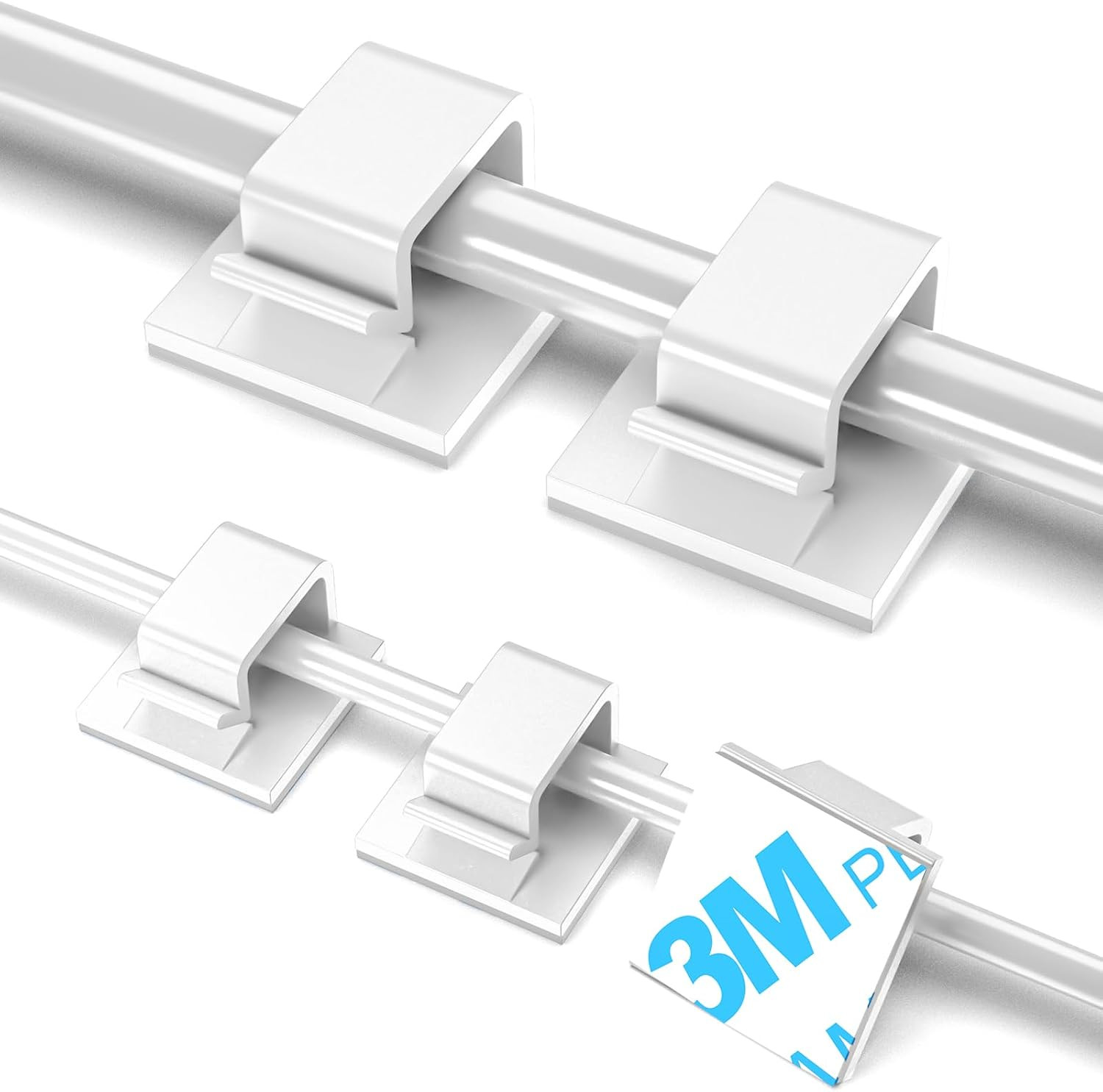 100 PCS Adhesive Cable Clips White, Small & Large