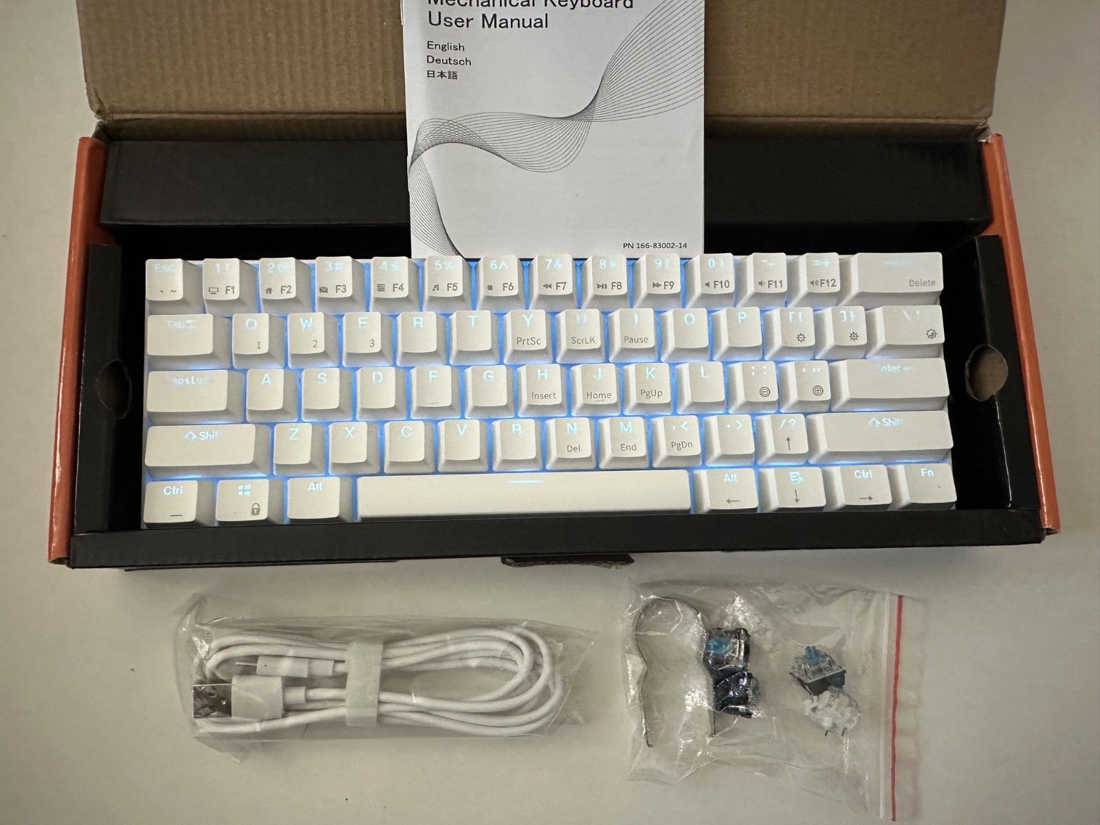 Royal Kludge RK61 Mechanical Keyboard White Dual-Mode - Blue Switch