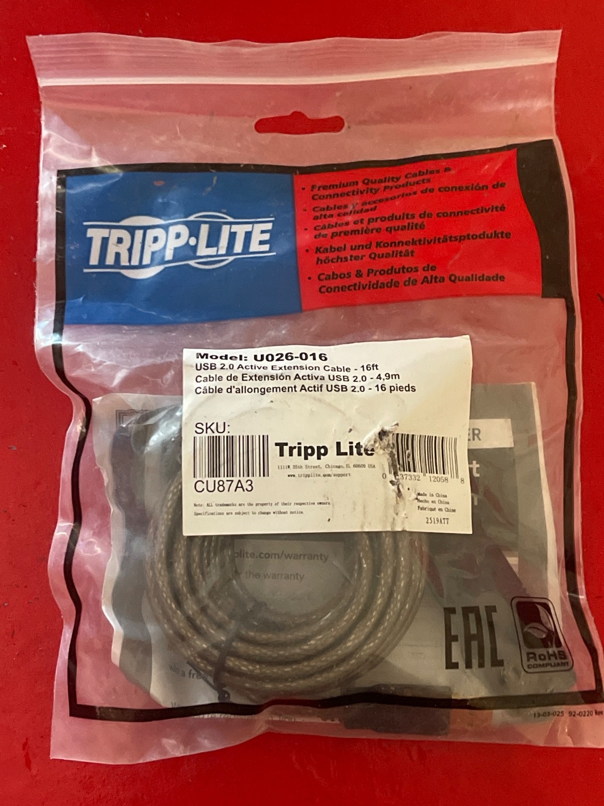 USB extension cable tripp lite USB 2.0 Active Extension cable 16ft