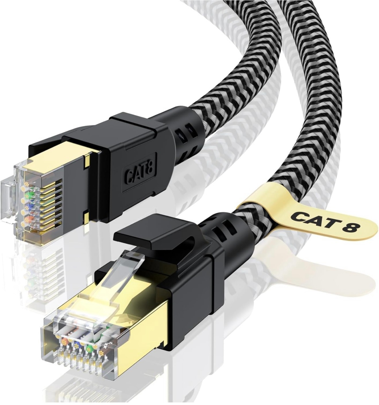 Cat 8 Ethernet Cable 8.12.40.50 FT RJ45 High Speed LAN Network Cord Black