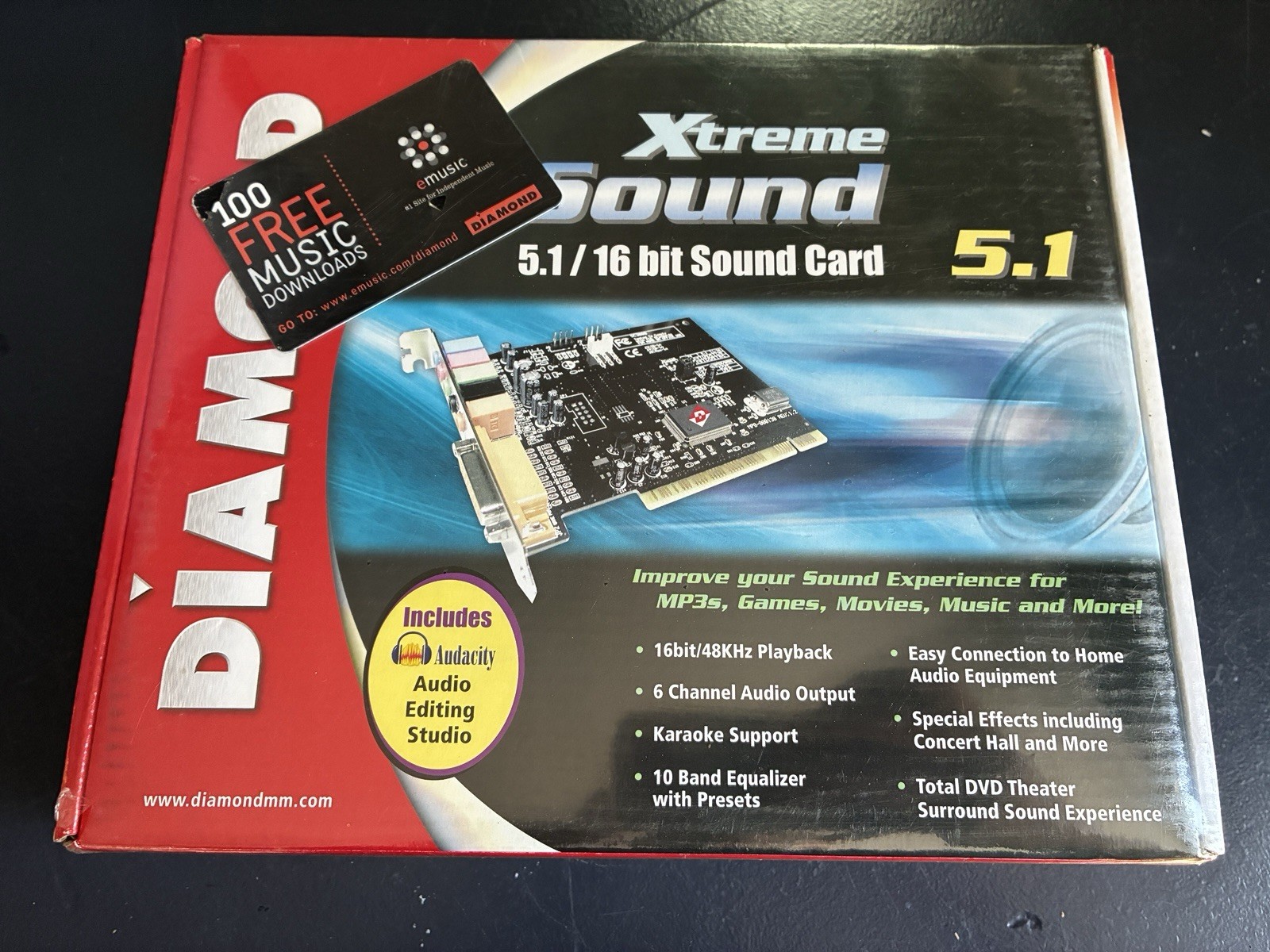Diamond XtremeSound XS51 5.1 Channel 16-Bit PCI Sound Card New Factory Sealed