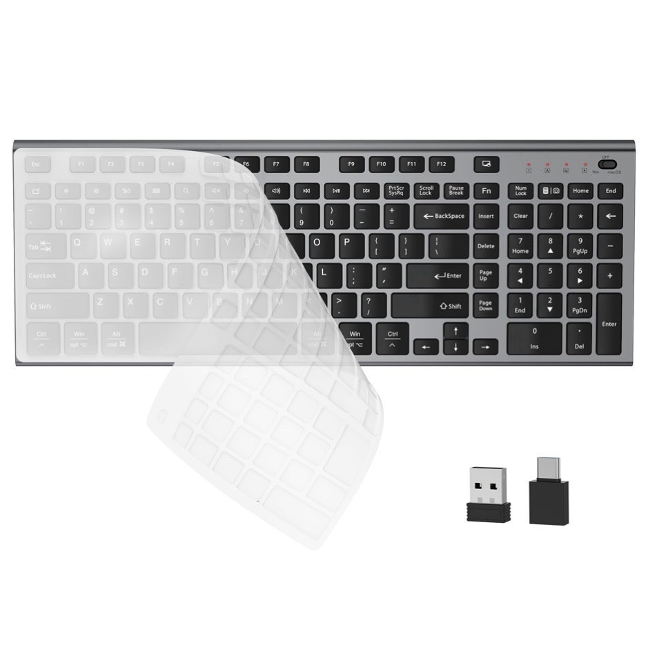 FENIFOX DF22 Wireless Quiet Keyboard & Mouse Combo Black/Gray English QWERTY
