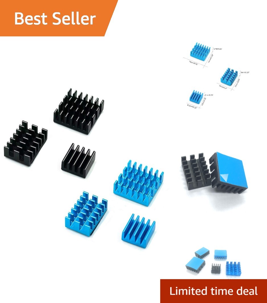 Anodized Black Aluminum Heatsink Set for Efficient Raspberry Pi Cooling - 6 pcs