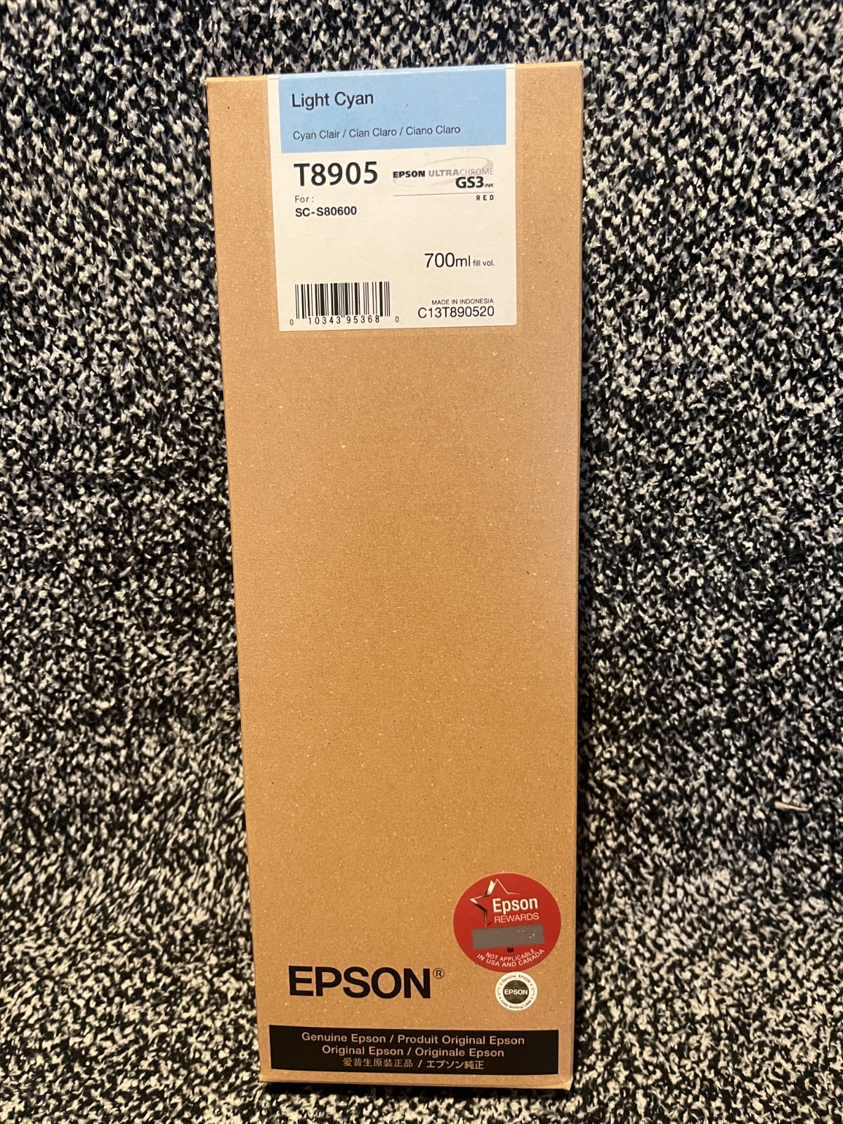 Genuine T8905 Epson Light Cyan GS3 Ink 700ml SC-S80600 Date: July 2028