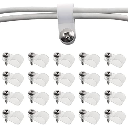  50Pcs Rope Light P-Style Clips with Screws, Cable Clip Wire Clamp 3/8 Inch