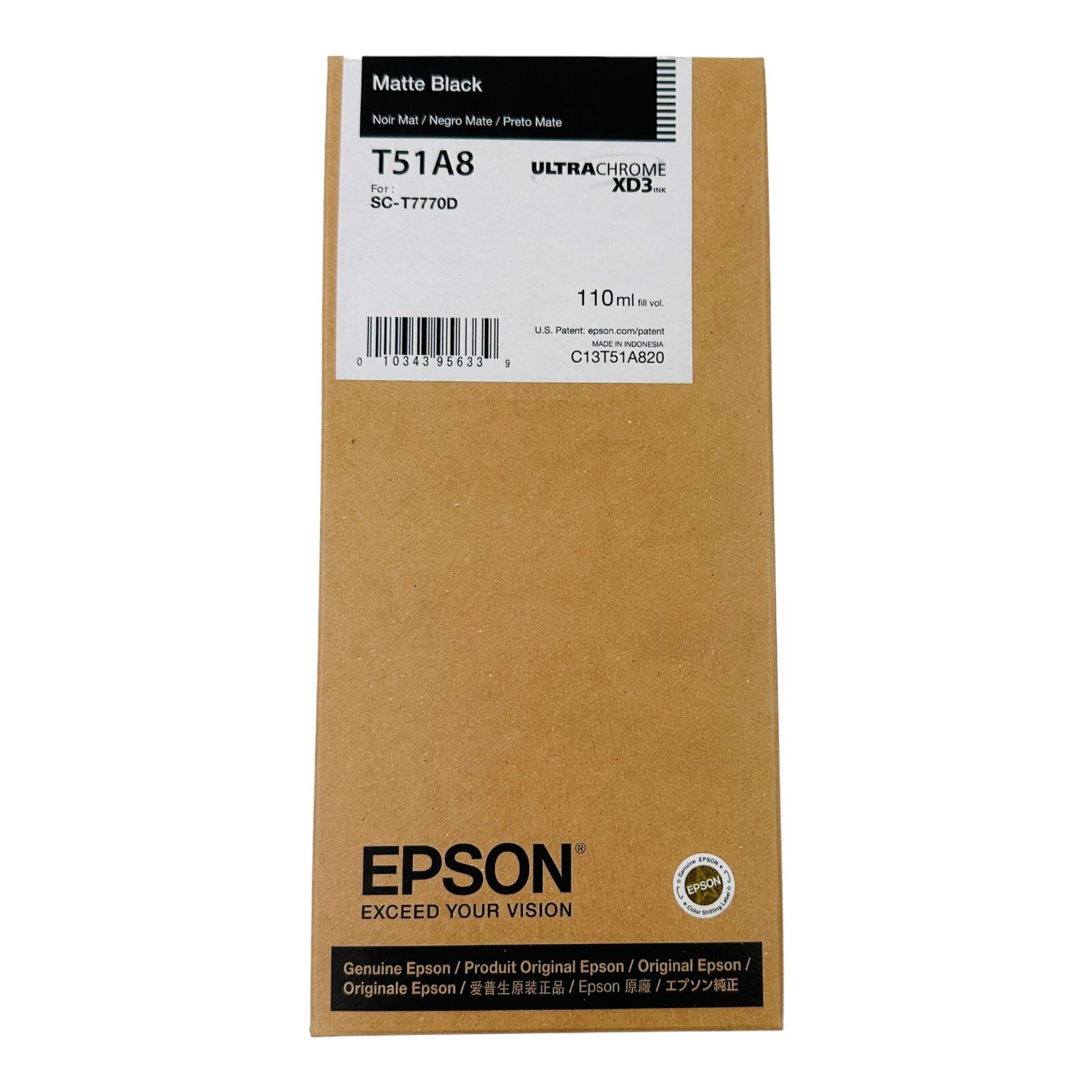 Genuine Epson T51A8 Matte Black UltraChrome XD3 Ink for SC-T7770D Exp.08/24