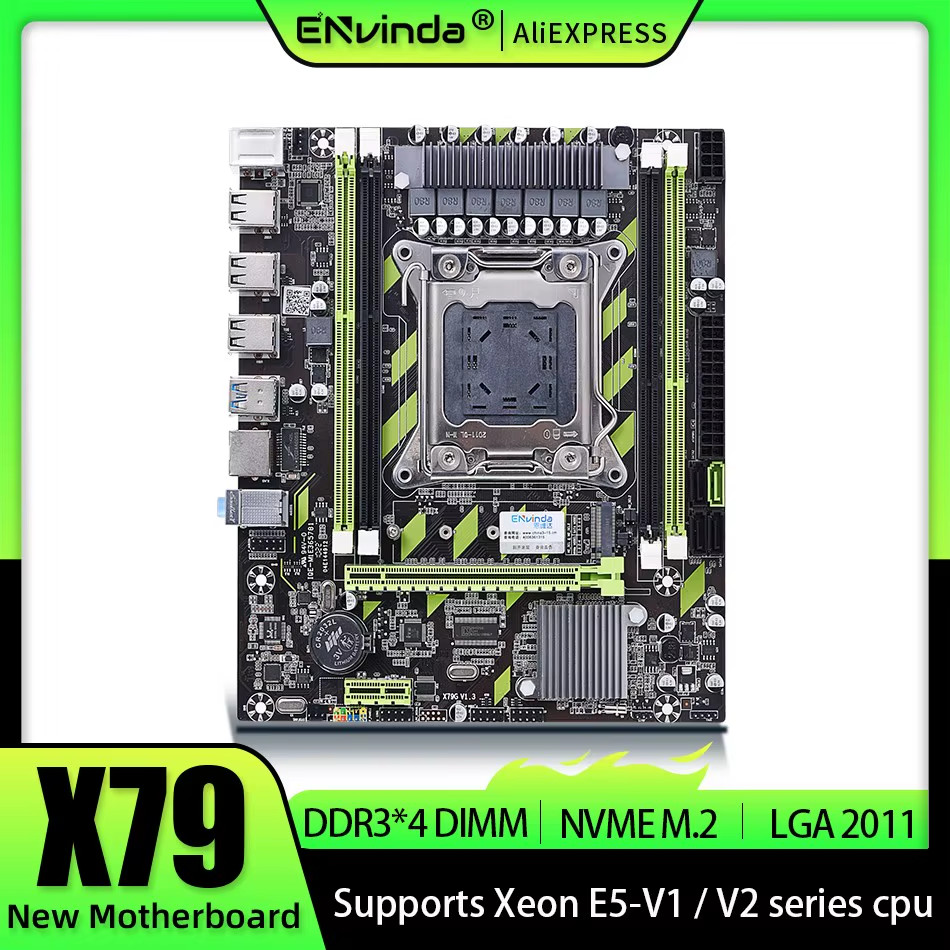 X79 Motherboard LGA 2011 USB2.0 SATA3 Support REG Memory ECC and Processor Xeon
