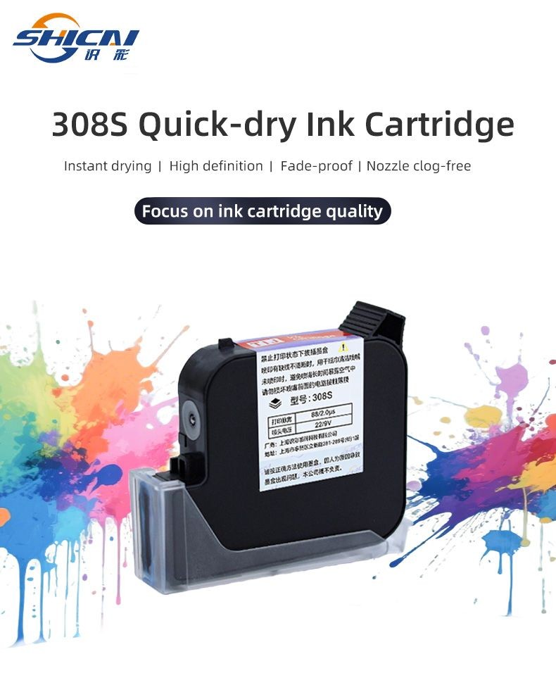 3pcs Black Fast Dry Cartridge Ink Refillable for 25.4mm Handheld Inkjet Printer