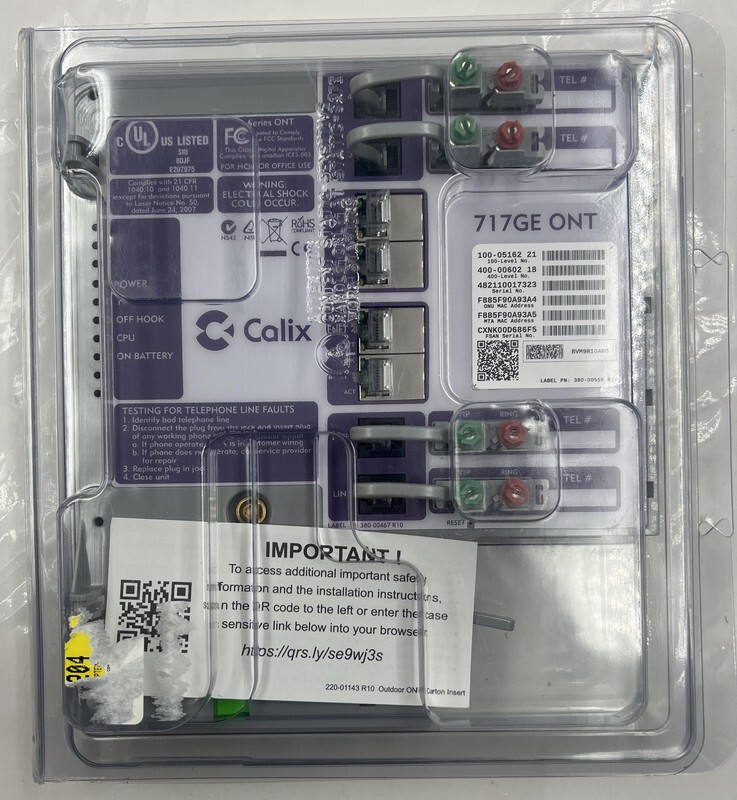 CALIX 100-05162 717GE ONT OPTICAL NETWORK TERMINAL BVM9N10ARG