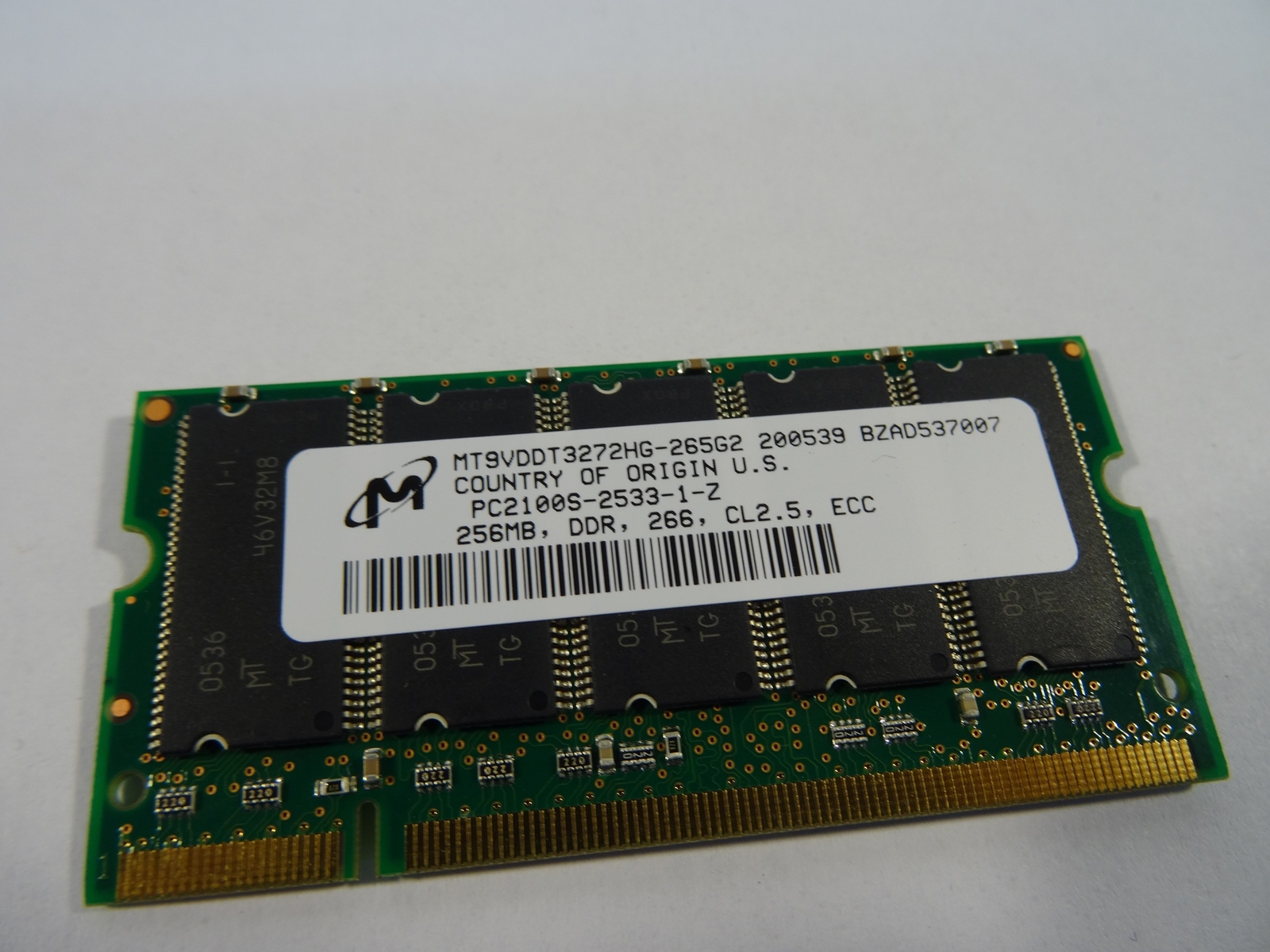 MICRON 256MB DDR PC2100S DDR-266MHZ CL2.5 200PIN SODIMM ECC                MT9VD