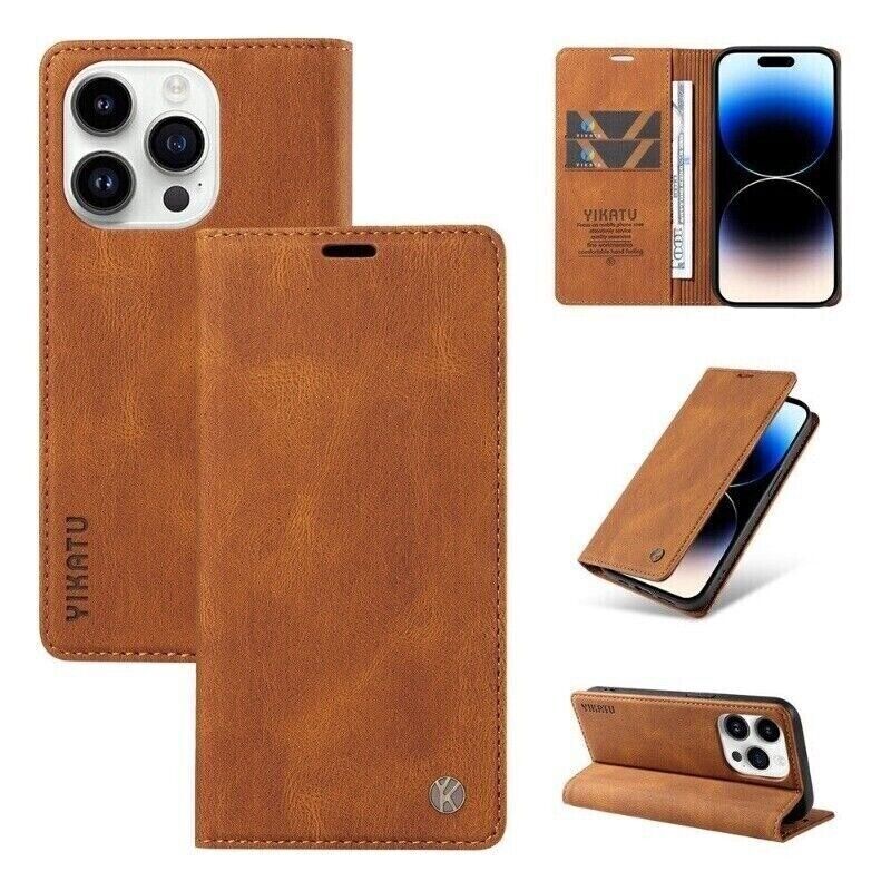 Luxury Leather Magnetic Card Wallet Cover Case For 16 15 14 13 12 11 Pro Max SE