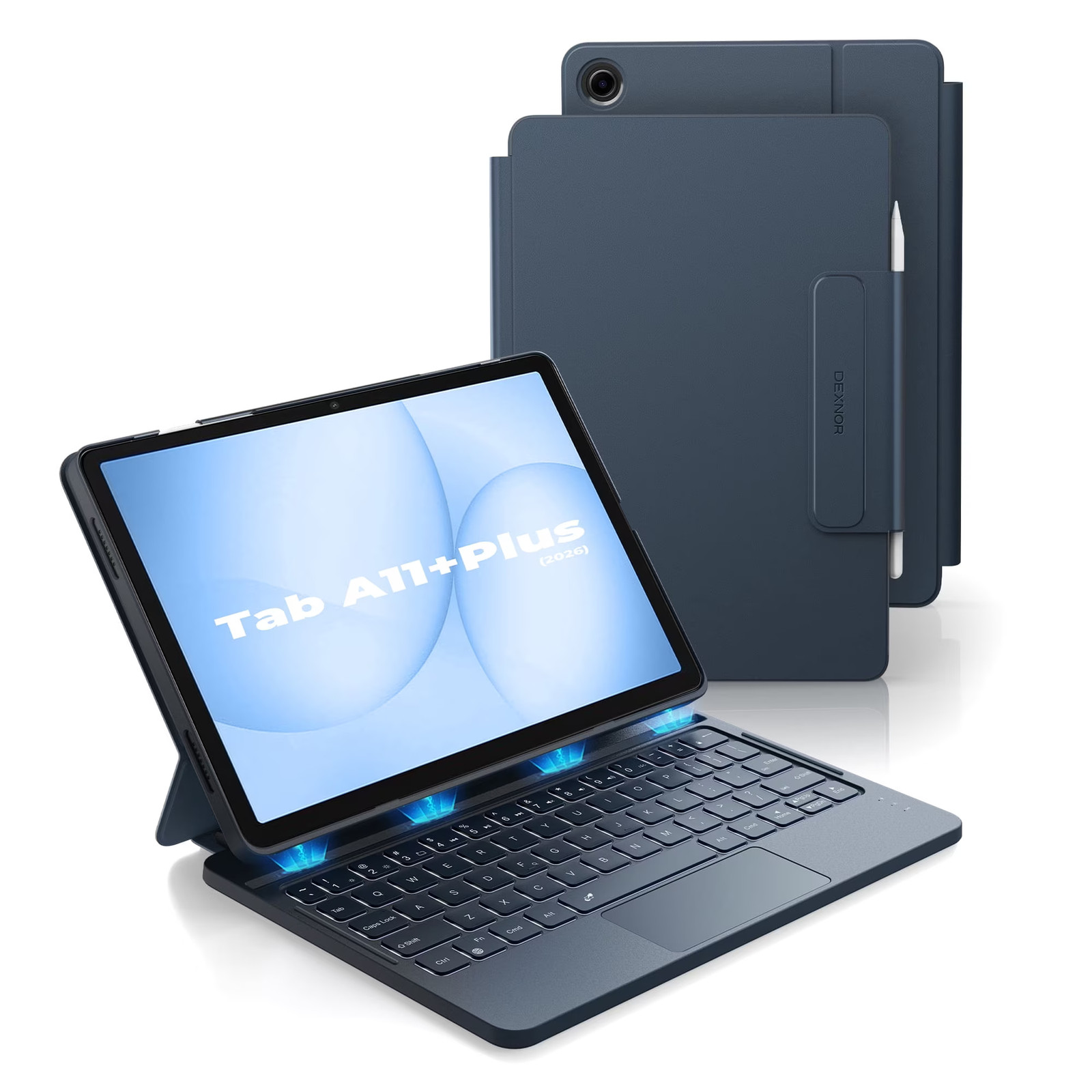 Dexnor for Samsung Galaxy Tab A9+ Plus Case with Keyboard, Ultra Magnetic Blue