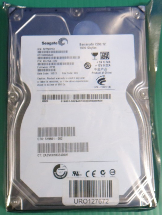 HP / Seagate 1TB / 32MB SATA / 7.2K /3.5" HDD / 9SL154-022 / 519601-002 / REFURB