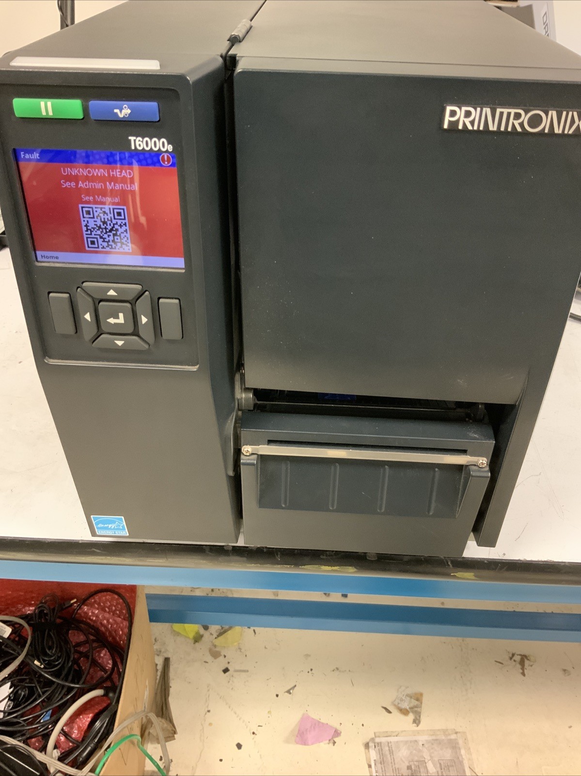 PRINTRONIX T6000 T6004E THERMAL BARCODE LABEL PRINTER powers on NS Z1C