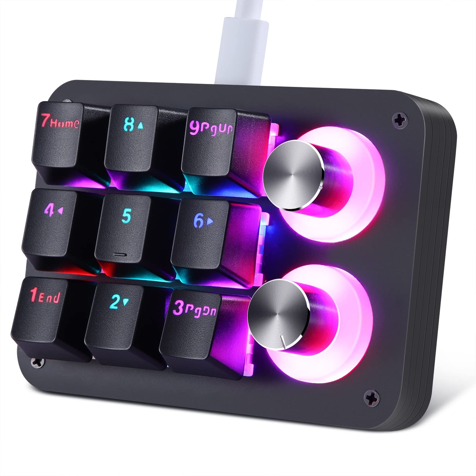 9Key Mechanical Numpad 2 Programmable Knobs LED Backlit Macro PC Keypad