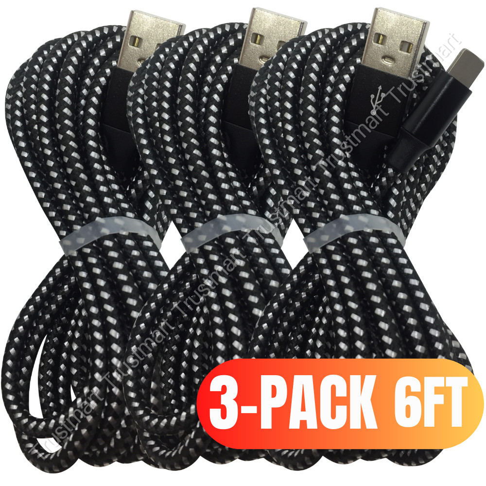 3 Pack Fast Charger Cable Heavy Duty For iPhone 14 13 12 11 XR 8 7 Charging Cord