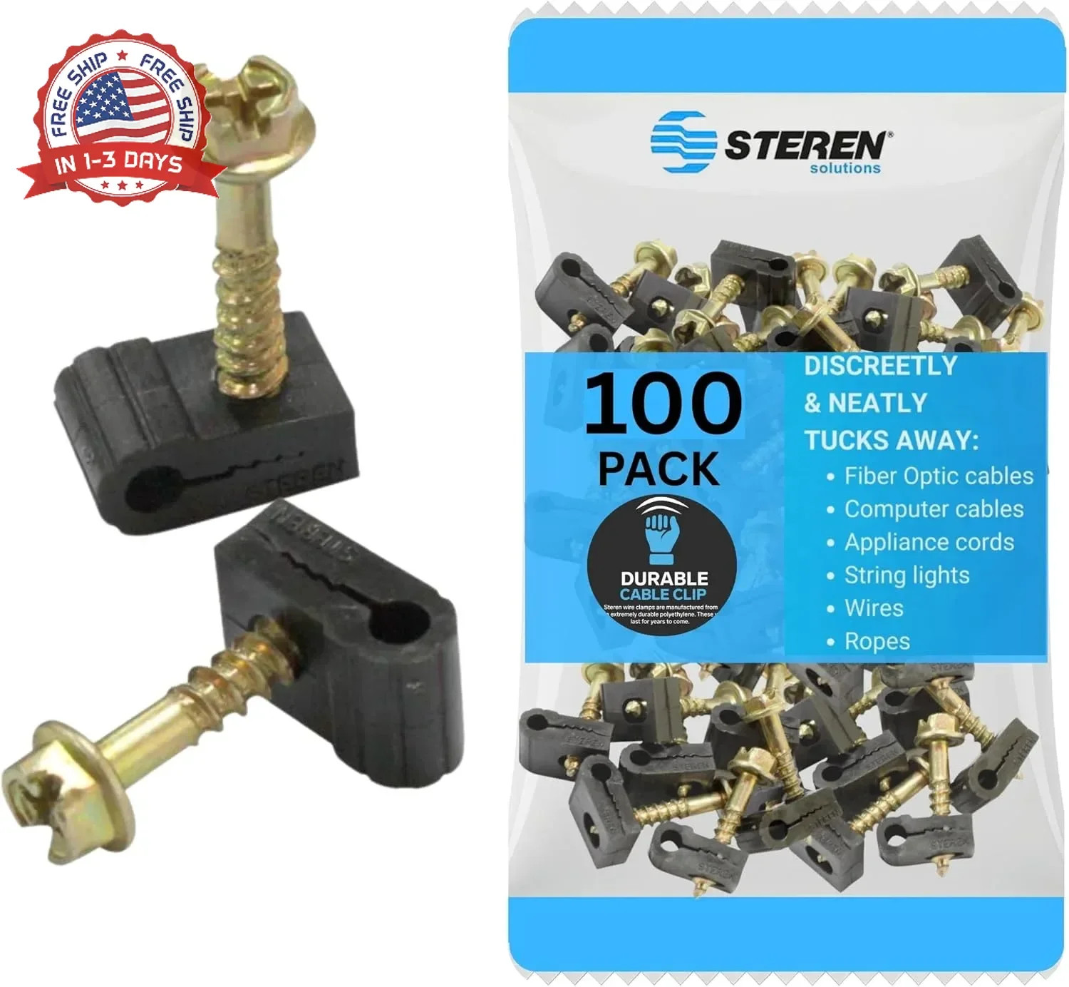 STEREN Coaxial Cable Clips - Cable Holder - Siding Clips for Hanging - Cord Hold