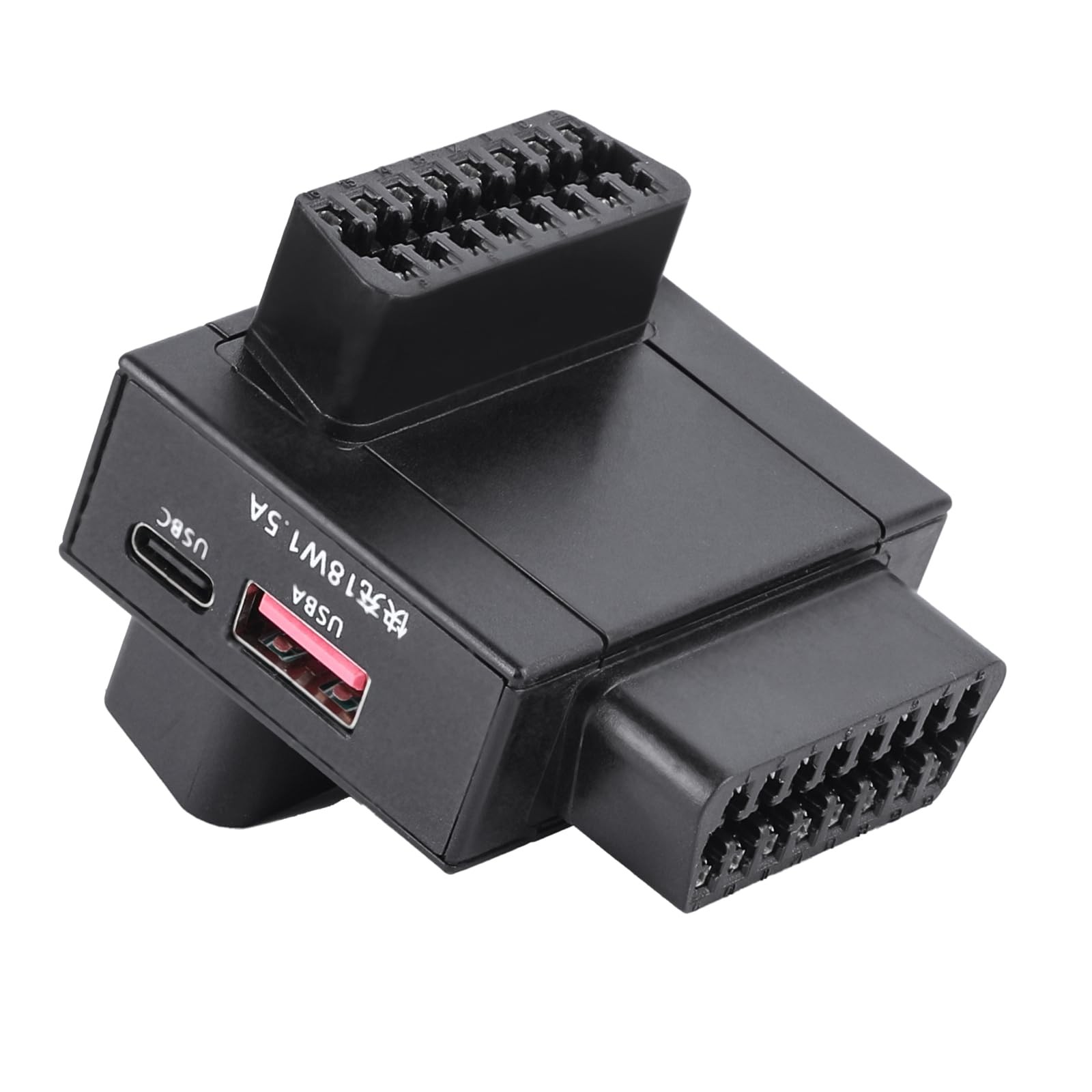OBD2 1to2 Splitter Adapter 1Press Power Cut Switch 18W USB Fast Charging
