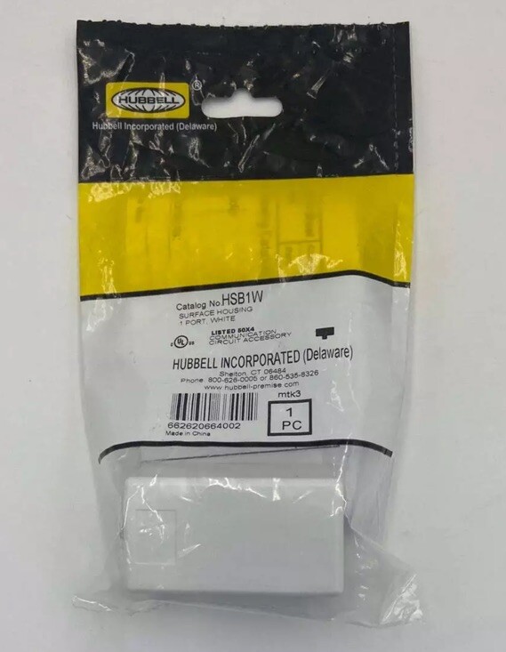 Hubbell Housing Surface Mount Box 1 Port White HSB1W New E34