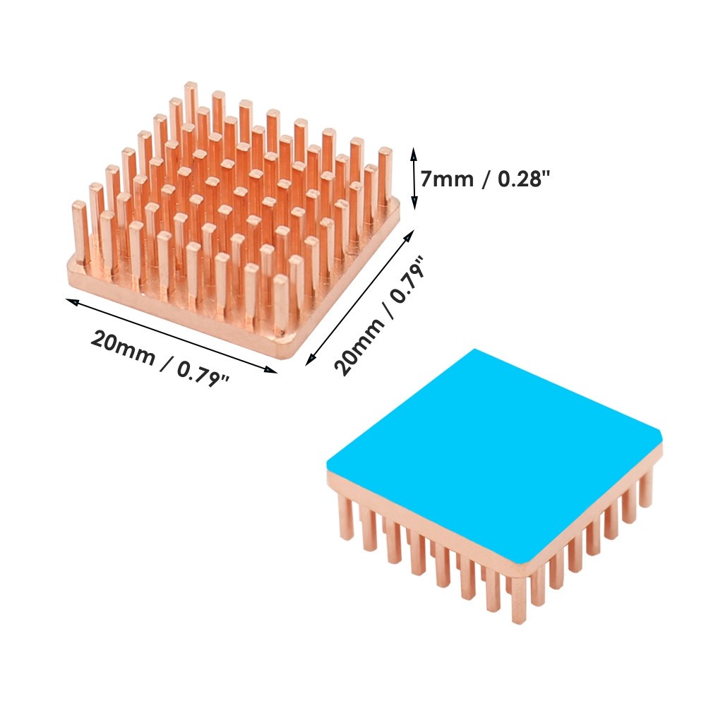 Pure Copper Heatsink for PCB SSD Chip Raspberry Pi cooling 20x20x7mm