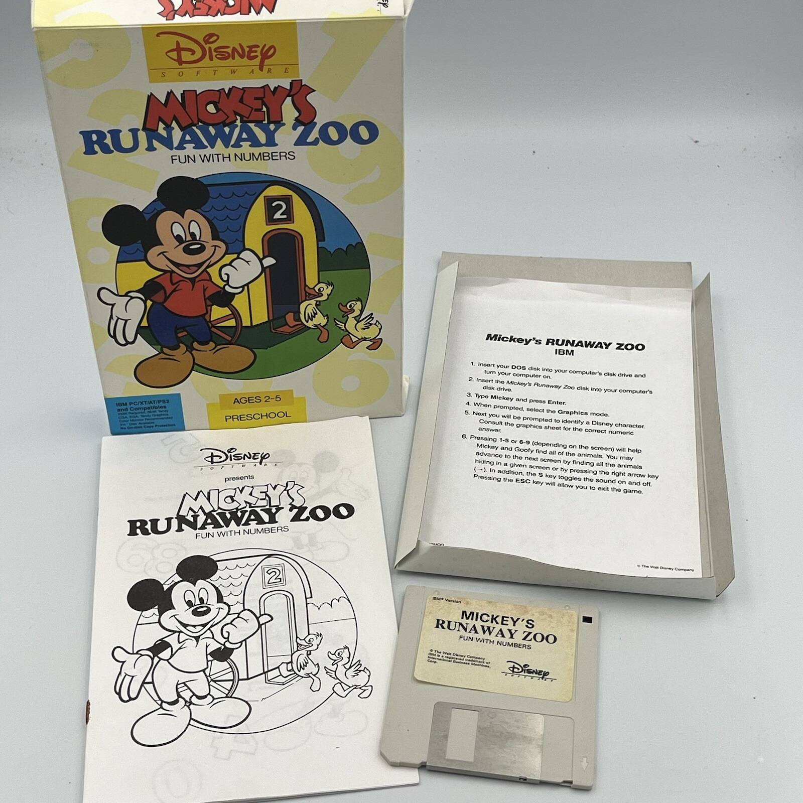 Vintage Mickey's Runaway Zoo Disney Software PC Floppy Disk Ages 2-5