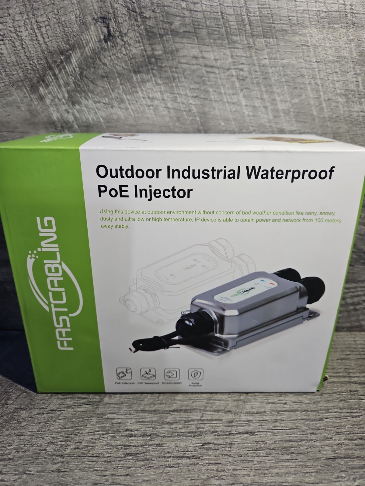 FASTCABLING Industrial Outdoor WATERPROOF PoE Injector