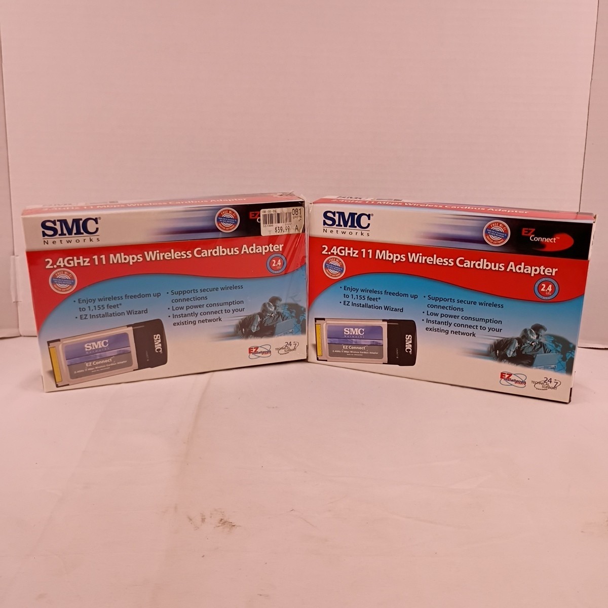 SMC Networks 2.4GHz 11 Mbps Wireless Cardbus Adapter Lot of Two Open Box