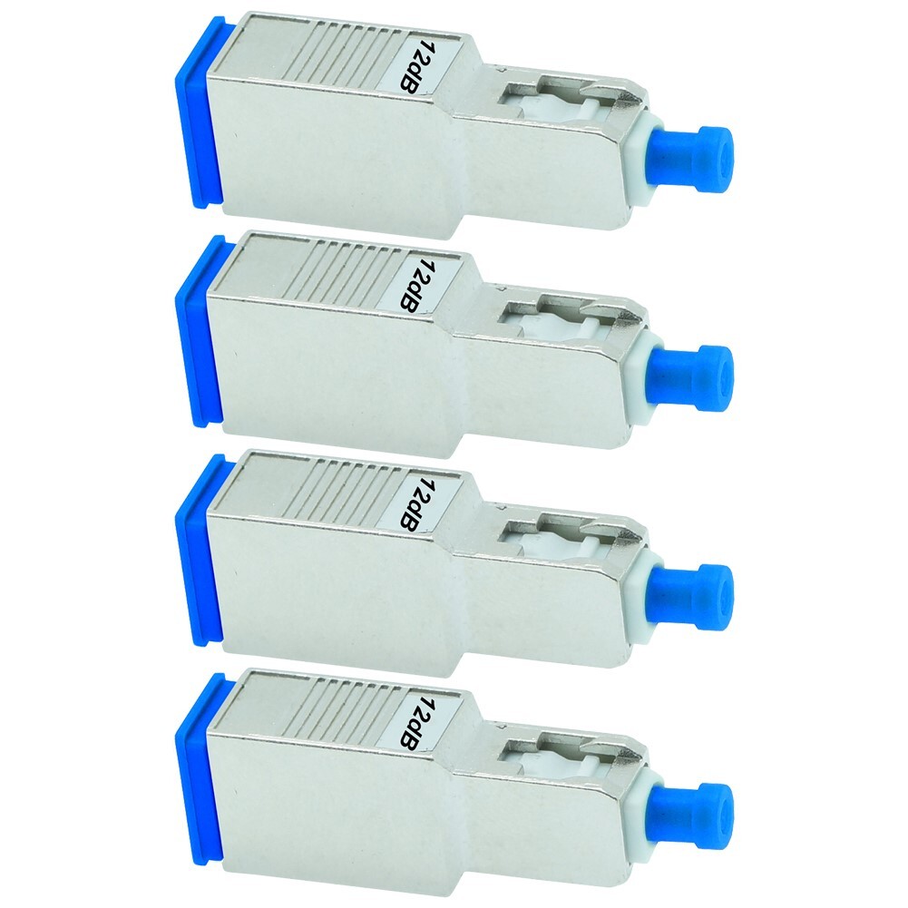 4x 12dB SC UPC Connector Fiber Optic Optical Single Mode Attenuator Metal Blue