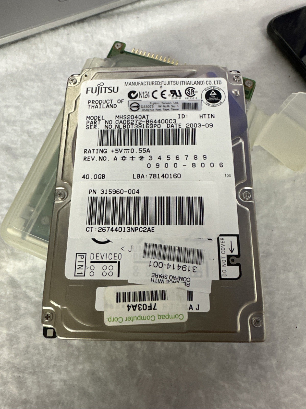 Fujitsu Model Mhs20400AT 40.gb