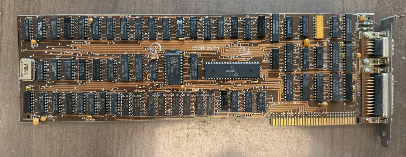 IBM 5150 1501985 XM 8 BIT ISA MONOCHROME GRAPHICS AND PARALLEL CARD