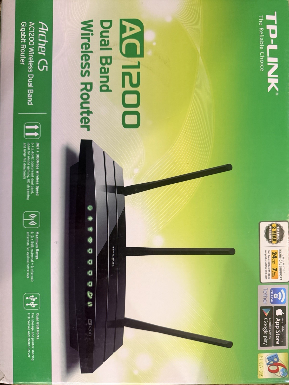TP-LINK Archer C5 AC1200 Dual Band Gigabit Router, 4 LAN Ports