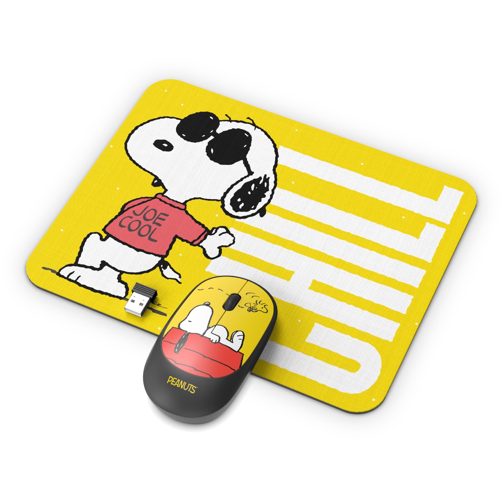 Peanuts Snoopy Mouse and Mouse Pad Combo, Chill Out - Yellow