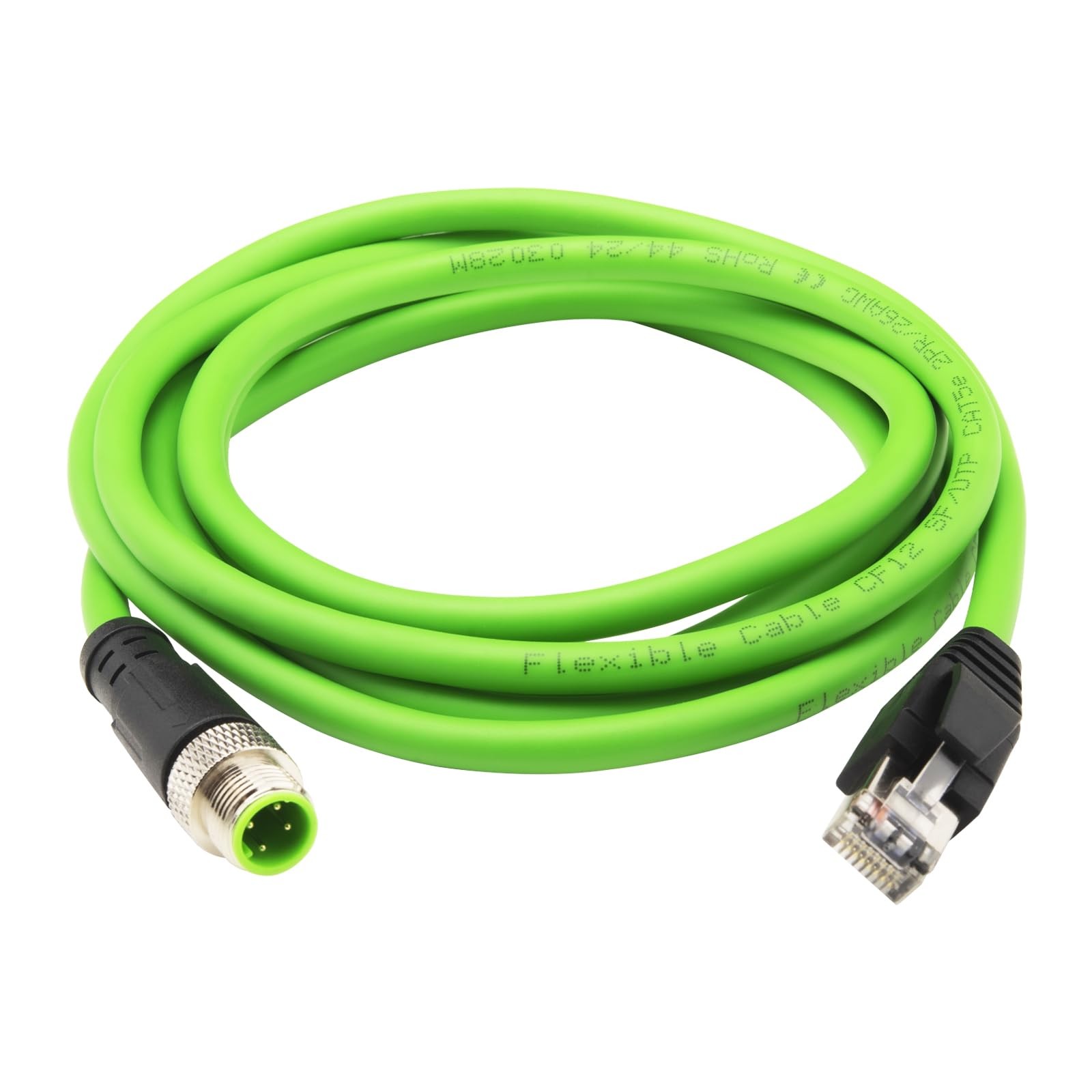 6.6FT M12 To Rj45 Ethernet Cable Shielded CAT5e Waterproof 4 Pin D Code SFTP