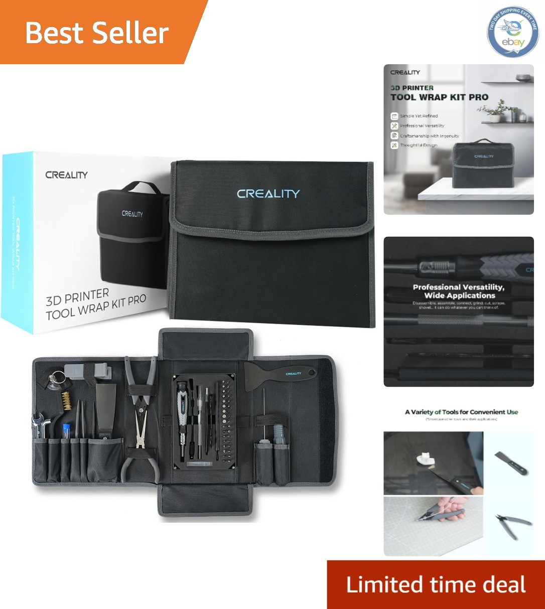 Complete 3D Printing Tool Wrap Kit - 74 Professional Tools for Precise Finishing