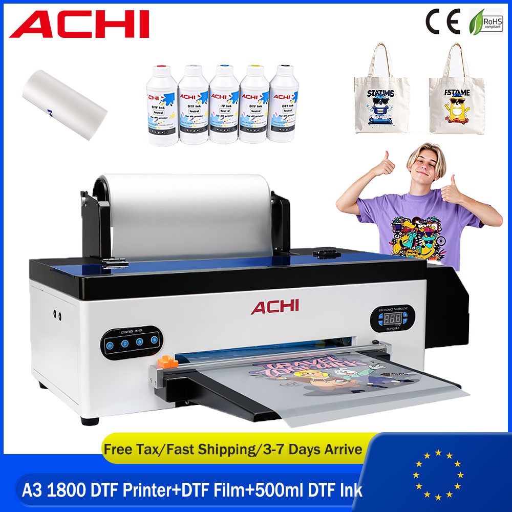 ACHI A3 DTF Printer Machine EPSON L1800 Direct to Film T-Shirt Transfer & Ink EU