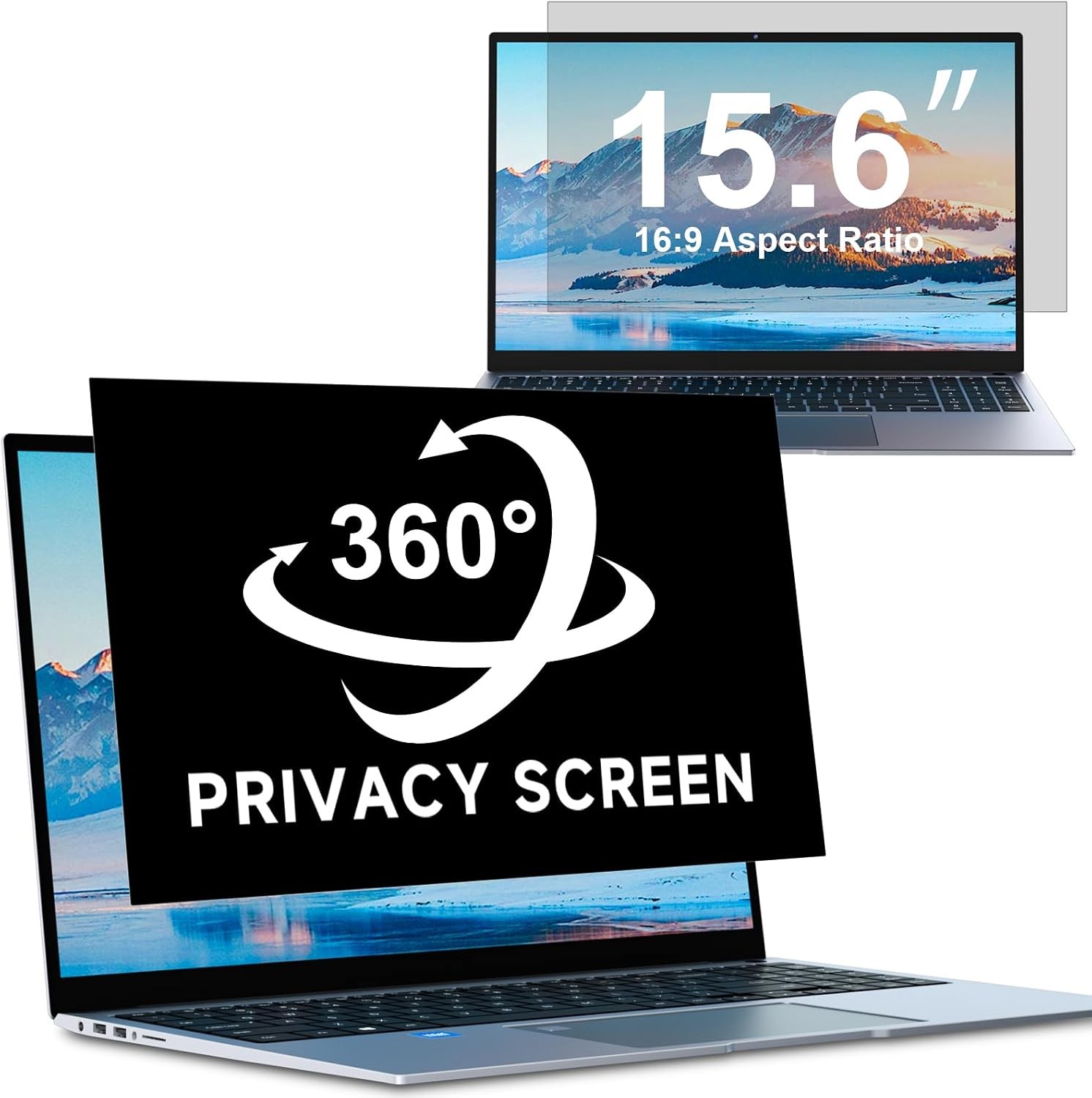 4-way 360° Laptop Privacy Screen For 15.6 Inch Computer, Removable Anti Glare