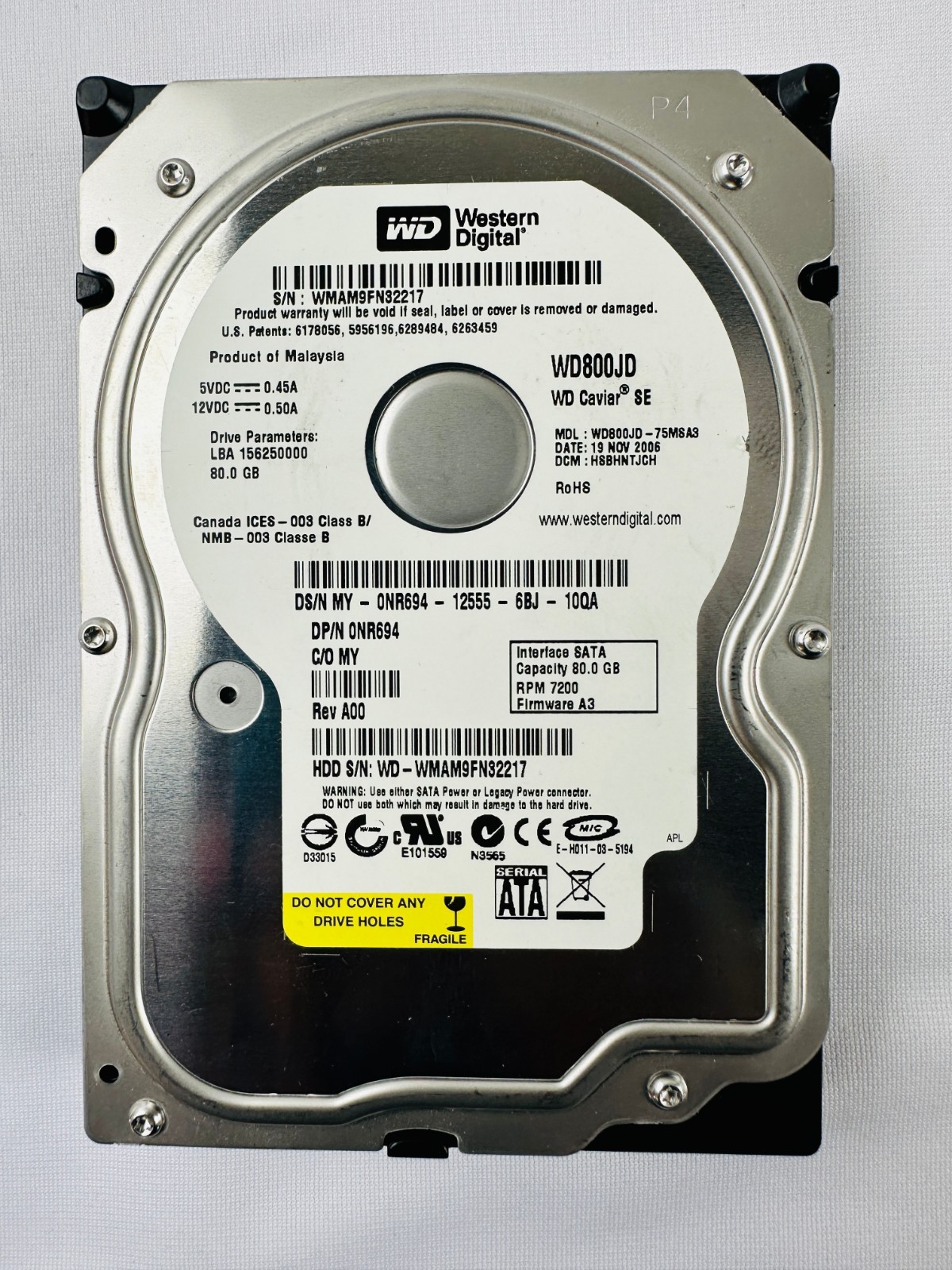Western Digital WD800JD-75MSA3 Hard Drive