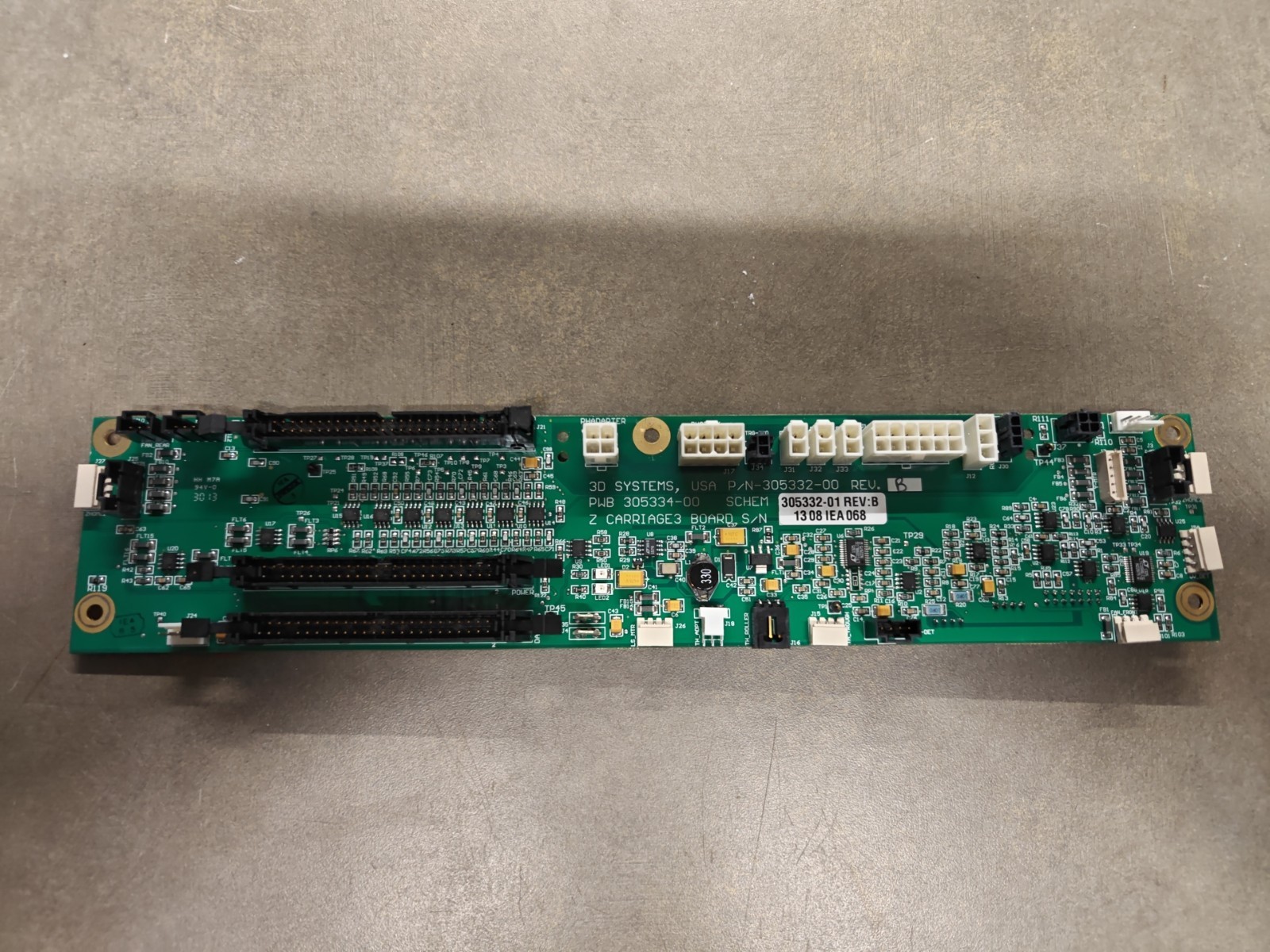 Used 3D Systems 305332-00 Rev. B Board  305332-01 Rev. B 305334-00 Z Carriage