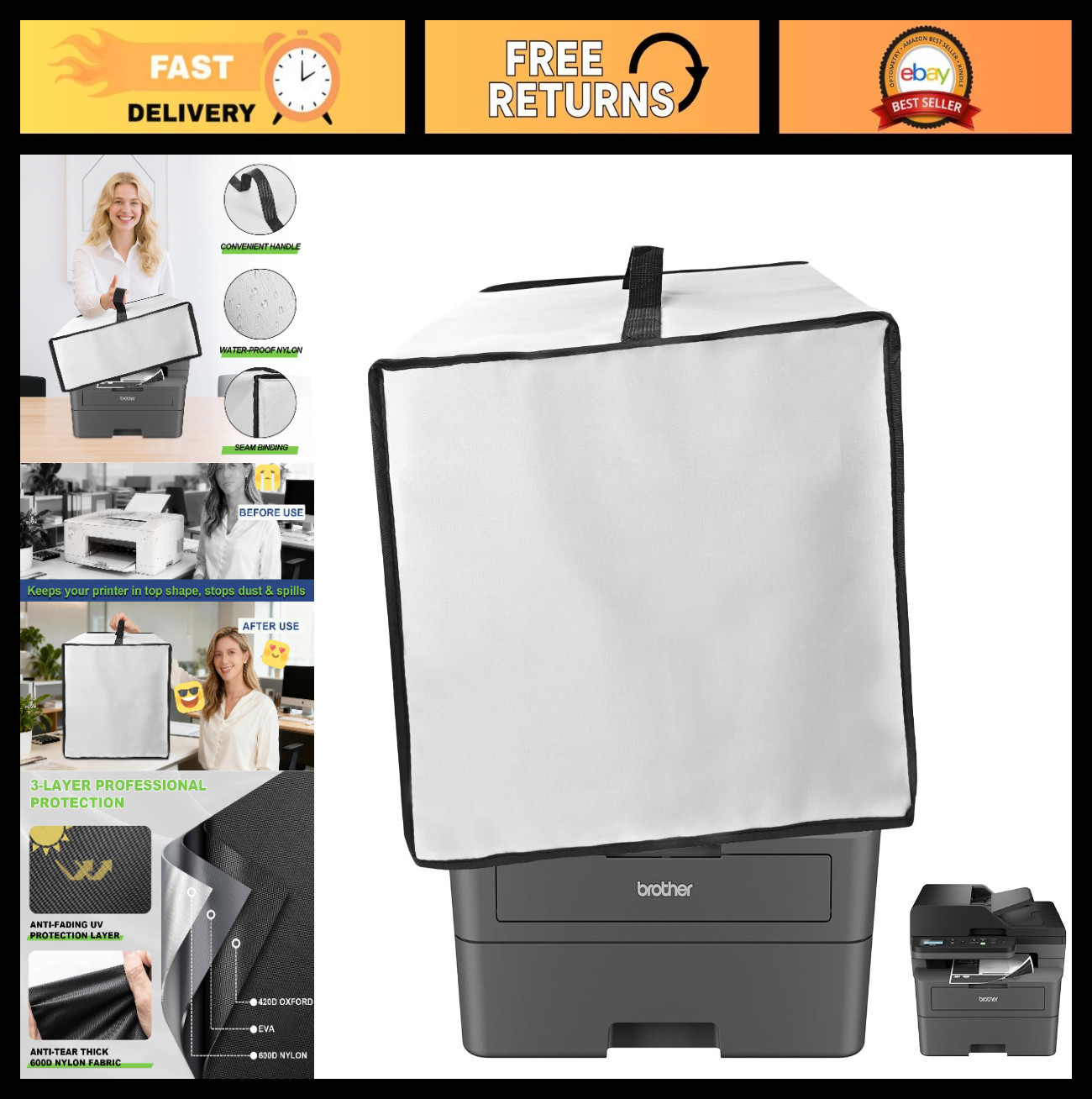 Wireless Inkjet Printer Cover for DCP-L2640DW - Dustproof, Protective Sleeve, Si